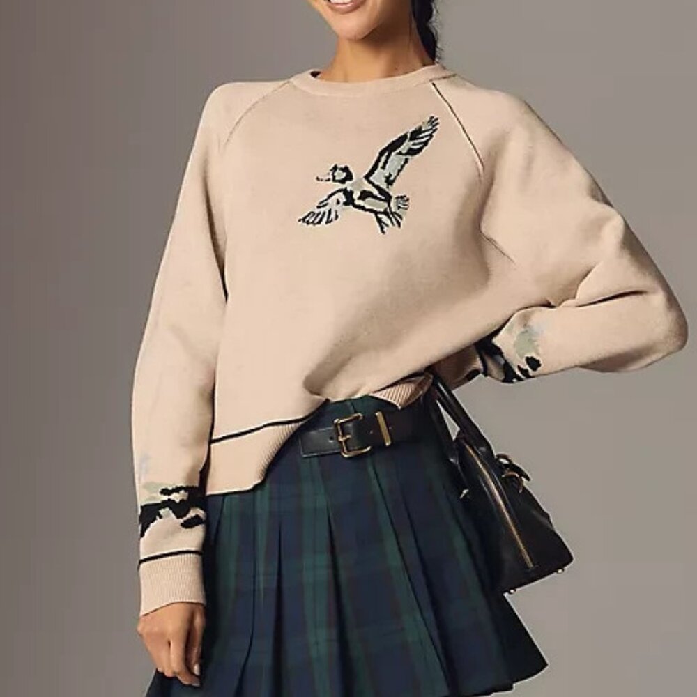 Anthropologie Pilcro The Oaklyn Cozy Knit Crew-Neck Duck Sweater Top Size L NWT - Picture 6 of 7
